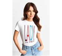 Rich & Royal Slim Fit T-shirt With Print "lady" Organic White Talla: XS | Camisetas Outlet | Mujer | Blanco