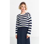 Rich & Royal Striped Ajour Crew Neck Midnight Blue Talla: L | Jerséis de Punto Outlet | Mujer | Azul
