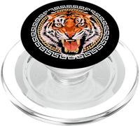 Rich Wild Tiger with Printed Gold Chains & Diamonds Style PopSockets PopGrip para MagSafe