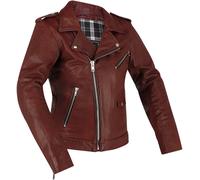 Richa Brighton Chaqueta de cuero de moto para mujer, Rojo burdeos, Talla 36