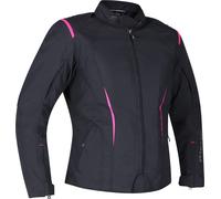 Richa Chloe 2 impermeable Chaqueta textil de motocicleta para mujer, negro/rosa, Talla L