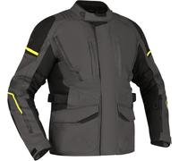 Richa Infinity 3 chaqueta textil impermeable para motocicletas, gris oscuro/negro/amarillo, Talla L