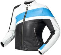 Richa Paige Chaqueta de cuero para moto para mujeres, blanco-azul, tamaño 36