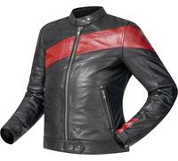 Richa Paige Chaqueta de cuero para moto para mujeres, negro-rojo, tamaño 46