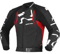 Richa Stradale Chaqueta de cuero para moto perforada, negro-blanco-rojo, tamaño 50 para Hombres
