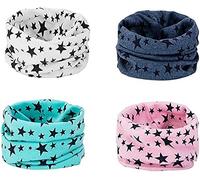 Richaa 4 Piezas Bufandas Infinitas para niños Patrón de Estrellas de Algodón con Anillo en O Calentador de Cuello Pañuelo Multiusos