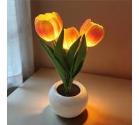 Richaa Lámpara de tulipán naranja, 3 tulipanes de flores, luz nocturna, lámpara de mesa de tulipanes de flores, día de la madre, Navidad, cumpleaños, Acción de Gracias, regalo para mujeres, novia