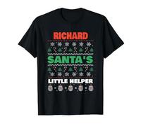 Richard Santa's Little Helper Funny Richard Nombre Navidad Camiseta gráfica económica, Hombre, Negro, S