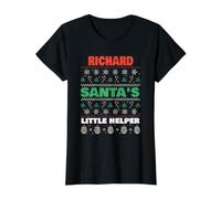 Richard Santa's Little Helper Funny Richard Nombre Navidad Camiseta gráfica económica, Mujer, Negro, M