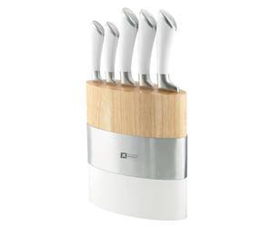 Richardson Sheffield Fusion - Juego de cuchillos de cocina (5 piezas, acero inoxidable, 18 x 10 x 37,6 cm), color blanco