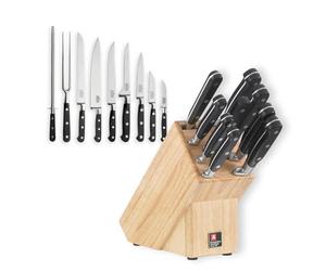 RICHARDSON SHEFFIELD V SABATIER Bloque Juego Verduras, deshuesar, Cuchillo de Chef, Tenedor de trinchar, Afilado, etc Plástico Cromo-molibdeno-vanadio, Madera Acero Inoxidable, Multicolor, talla única