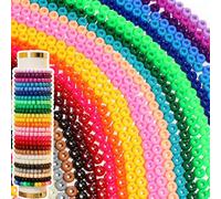 Richbunnys 1000 cuentas de plástico multicolor para manualidades, 6 cuentas de pelo de 9 mm de colores surtidos, incluyendo negro, rojo, azul, blanco para hacer pulseras, dijes Kandi (colores sólidos