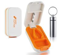 RICHCEE Cortador de píldoras fácil para pastillas pequeñas o grandes con bloqueo de seguridad, cierre fácil de abrir, diseño fácil de transportar para uso diario (blanco y naranja)