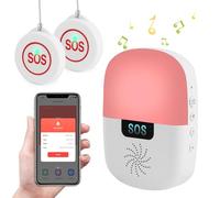 Richday Sistema inalámbrico Inteligente de Llamada de Emergencia para Ancianos, Alarma de Campana de Llamada de Emergencia SOS Impermeable, para Ancianos niños Embarazadas （1 Receptor+2 botón）