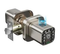 Richelock Pomo de puerta de huellas dactilares, cerradura biométrica inteligente con teclado, perilla de puerta con código de entrada sin llave, impermeable y resistente a la intemperie, bloqueo