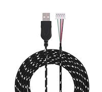 Richer-R 2,2 metros USB cable de cable de ratones de cable de repuesto para reparación Steelseries kana Mouse (negro+blanco)