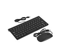Richer-R Juego de mini teclado y mouse con cable, tamaño compacto, peso ligero, diseño ultrafino, teclado USB óptico para PC portátil (negro)