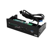 Richer-R Lector de Tarjetas Interno para PC, Lector de Tarjetas Panel Frontal Multifunción para Unidades de 5.25",Concentrador con 6 Ranuras para Tarjetas TF,M2, SD, MS, XD, CF,etc.(Negro)