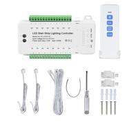 Richeyty Controlador de Luz LED para Escaleras de 16 Canales, 2 PIR para Interior, Tira de Luz LED COB Flexible con Control Remoto
