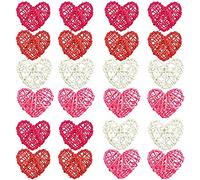 Richeyty Corazón de ratán - Paquete de 24 bolas de ratán con forma de San Corazón - Decoración de San DIY San