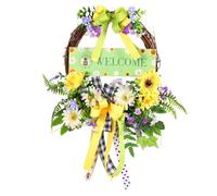 Richeyty Guirnaldas primaverales de margaritas para la puerta de entrada, guirnaldas artificiales para puertas de primavera y verano con hojas con guirnaldas para la granja