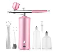 Richeyty Kit de aerógrafo con compresor, boquilla de 0,3 mm, jeringa de oxígeno para hidratación de la piel, arte de uñas, tatuajes, pintura, maquillaje, pasteles