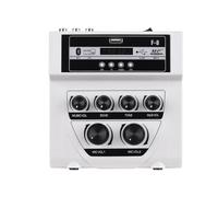 Richeyty Mf8 Mini mezclador de audio karaoke mezclador amplificador externo entrada estéreo micrófono dual con efecto de grabación BT-EU enchufe, B