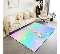 richhome Alfombra con diseño de unicornio, 100 x 150 cm, con inicial J personalizada, para sala de estar, dormitorio, letras del alfabeto, decoración para interiores