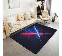 richhome Alfombra de sable de luz roja y azul para sala de estar para dormitorio, 150 x 200 cm, alfombra de sable de luz de neón 3D para niños y niñas, espada ligera, ciencia ficción, tecnología