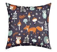 richhome Bonita funda de almohada de zorro de 16 x 16 pulgadas, funda de almohada decorativa de búho kawaii para niños y niñas, encantadoras plantas de animales salvajes, estilo rústico, funda de cojín para sofá, sillas y oficina