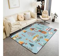 richhome Happy Camping - Alfombra para sala de estar para dormitorio, niños y niñas, 150 x 200 cm, alfombra de viaje al aire libre, suave, peluda, absorbente, bolsa de viaje, tienda de campaña
