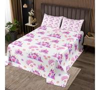 richhome Juego de cubrecama de castillo de princesas para niños, niñas, adolescentes, decoración de dormitorio con 2 fundas de almohada, tamaño King, cuento de hadas