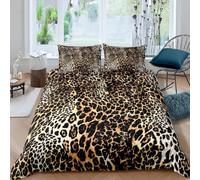 richhome Juego de funda de edredón con estampado de leopardo y guepardo, tamaño individual, para niños y niñas, diseño de animales salvajes, estilo salvaje