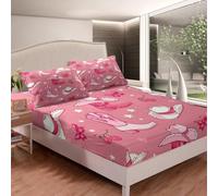 richhome Juego de sábanas bajeras con diseño de botas vaqueras para niños y niñas, juego de sábanas con estampado de estrellas, colección de dormitorio, 2 piezas, tamaño individual, sin sábana