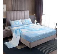 richhome Juego de sábanas con lazo azul, tamaño King, juego de cama con letra G con letra inicial de princesa, con bolsillo profundo, sábana bajera ajustable con bonito lazo del alfabeto, transpirable