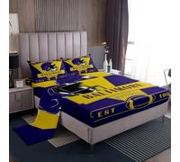 richhome Juego de sábanas de fútbol americano tamaño King, sábana bajera ajustable de Baltimore con bolsillo profundo, juego de ropa de cama suave de 4 piezas con 2 fundas de almohada