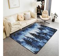 richhome Smoky Mountain - Alfombra de área de 100 x 150 cm para dormitorio, árboles, sala de estar, suave, antideslizante, decoración de la naturaleza, alfombra de interior con niebla para el hogar