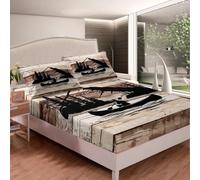 richhome Welcome to The Lake - Juego de sábanas bajeras de tamaño doble para niños, niñas, adolescentes, casa de lago, cabaña, actividades al aire libre, árbol marrón, juego de sábanas transpirables y