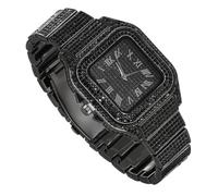 richhut Reloj con Diamantes para Hombre Iced out Correa de 20MM Bañado en Rodio Negro, Regalo para Novio Esposo