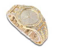 richhut Reloj con Diamantes para Hombre Iced out Esfera Octogonal Correa de 20MM Bañado en Oro Real de 18K, Regalo para Novio Esposo