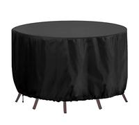 RICHIE Funda para muebles de jardín, impermeable, resistente, tela Oxford 420D, 130x71 cm, cubierta redonda para mesa de patio, anti-UV, fundas de muebles de ratán para juegos de muebles, color negro