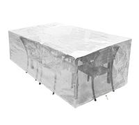 RICHIE Fundas para muebles de jardín impermeables, extragrandes, 300x250x90 cm, impermeables, resistentes al viento, anti-UV, juego de muebles de exterior para mesa y silla, rectangular, transparente