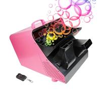 richigblosmum Máquina de Burbujas Mejorada para Espectáculos y Bodas | Pomperos Doble Rueda 300W con Mando | Velocidad Ajustable (800-20K BPM) + Ángulo de 30°-90° | Depósito de 2,5L Pink-Plug