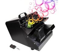 richigblosmum Máquina de Burbujas Mejorada para Espectáculos y Bodas | Pomperos Doble Rueda 300W con Mando | Velocidad Ajustable (800-20K BPM) + Ángulo de 30°-90° | Depósito de 2,5L Black-Plug