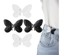 Richluck 4 pares de botones de metal para vaqueros, botones negros y blancos, botones de cintura ajustados, sin costura ni herramientas, clip de hebilla de cintura ajustable