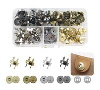 RichLuck 40 juegos de cierres magnéticos a presión de 14 mm, kit de cierre de botones a presión de metal, sin costura, cierres magnéticos para bolsos, bolsos, cuero (4 colores)