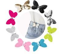 Richluck 8 pares de botones de metal para vaqueros, botones de cintura de mariposa multicolor, sin costura ni herramientas, pantalones ajustables, hebilla de cintura