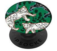 Richmond & Finch PopSocket, Soporte y Agarre Universal Expandible para Tableta o Teléfono con Pop Top Intercambiable, Compatible con Todos los Dispositivos en Leopardo Verde