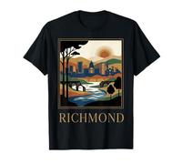 Richmond Virginia Ciudad Horizonte Río Atardecer Camiseta