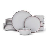 Richmount Mercury Servicio de Mesa 18 Piezas, Cerámica para 6 Personas con Platos y Cuencos, Microondas y Lavavajillas, Gris Claro